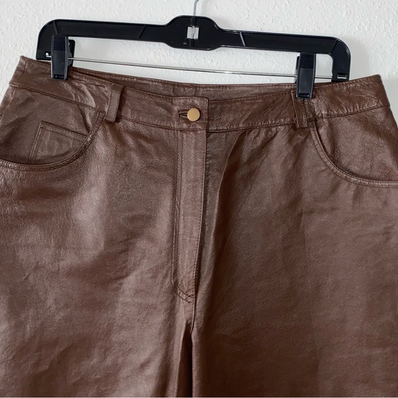 Metro style dark brown leather pants. - Picture 5 of 8